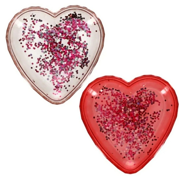 Set of 2 Pink and Red Heart Shaped Plates Catch-all Valentine's Day decor - Picture 1 of 3